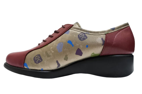 【ナチュラルバック 5283 ワインコンビ】サイドジップ靴紐シューズ